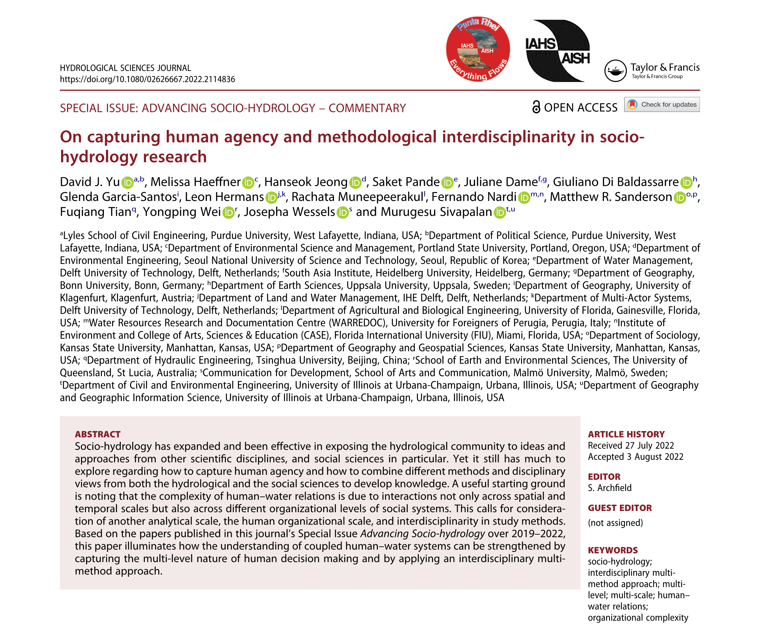 Hydrological Sciences Journal Sociohydrology Article
