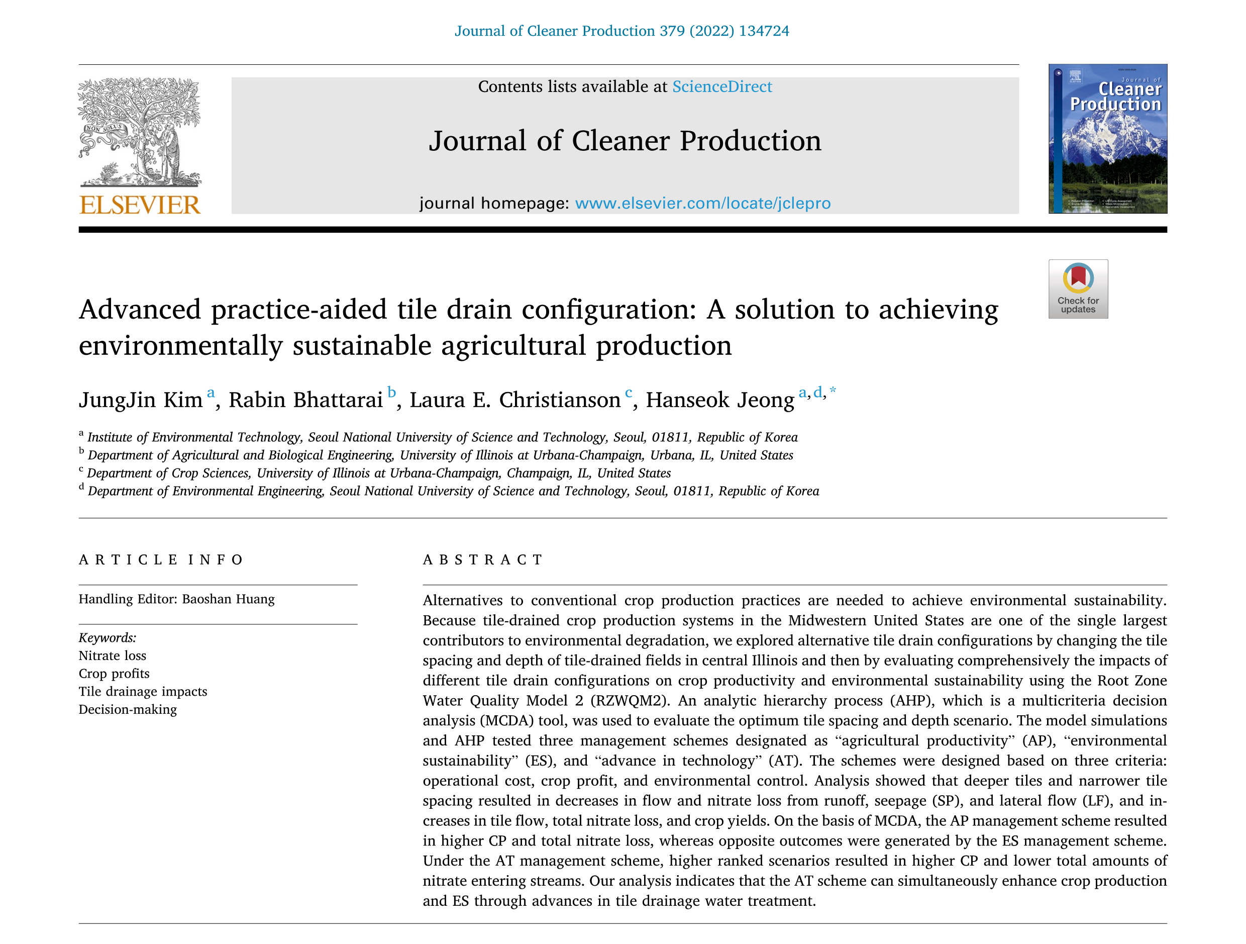 Journal of Cleaner Production Publication