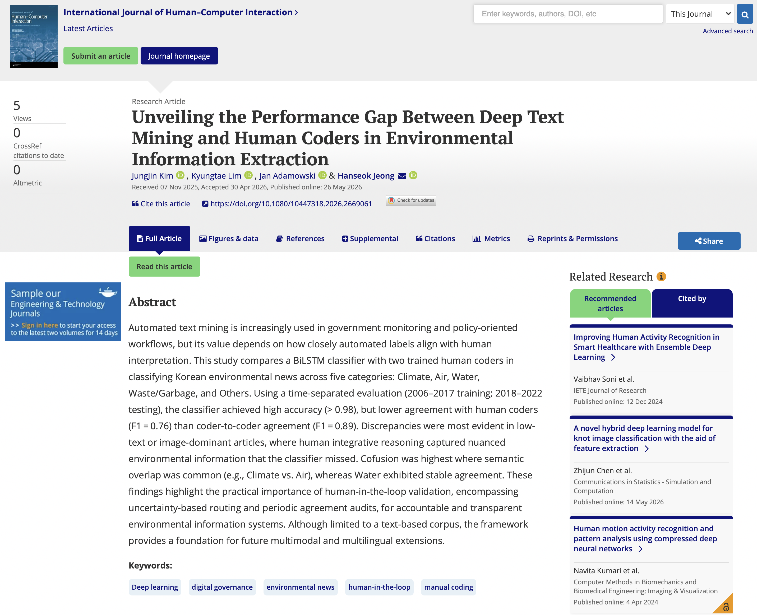 HIHC Paper Publication